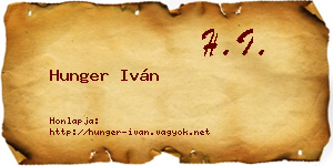 Hunger Iván névjegykártya